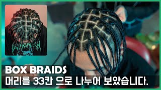 Box Braids with Straight hair. [33boxs] AfAm Hair.