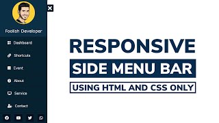 Responsive Sidebar Menu using HTML and CSS | Side Navigation Bar