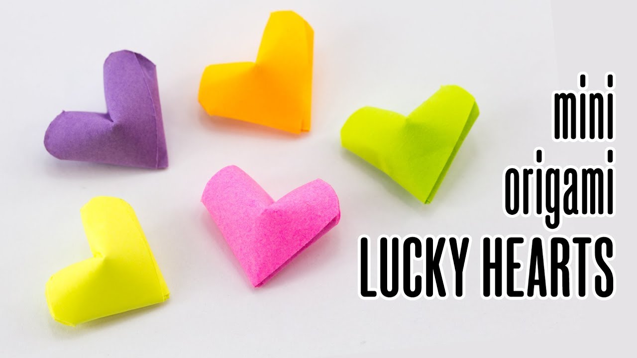 3d Origami Lucky Heart Tutorial Diy Hearts Paper Kawaii