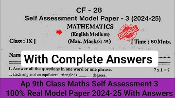 💯real 9th class maths new pattern self assessment 3 model paper 2025|Ap 9th Fa3 mathematics paper