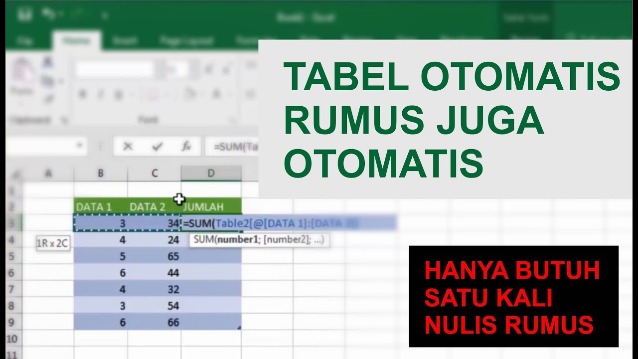 cara cepat membuat tabel dan rumus otomatis di excel