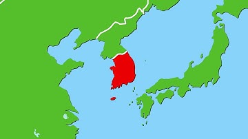 Location of South Korea. This is enlarged and displayed in red.