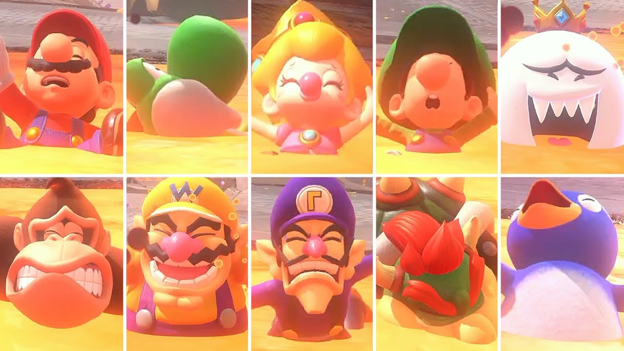 Mario Kart World -  All Characters Falling in Lava