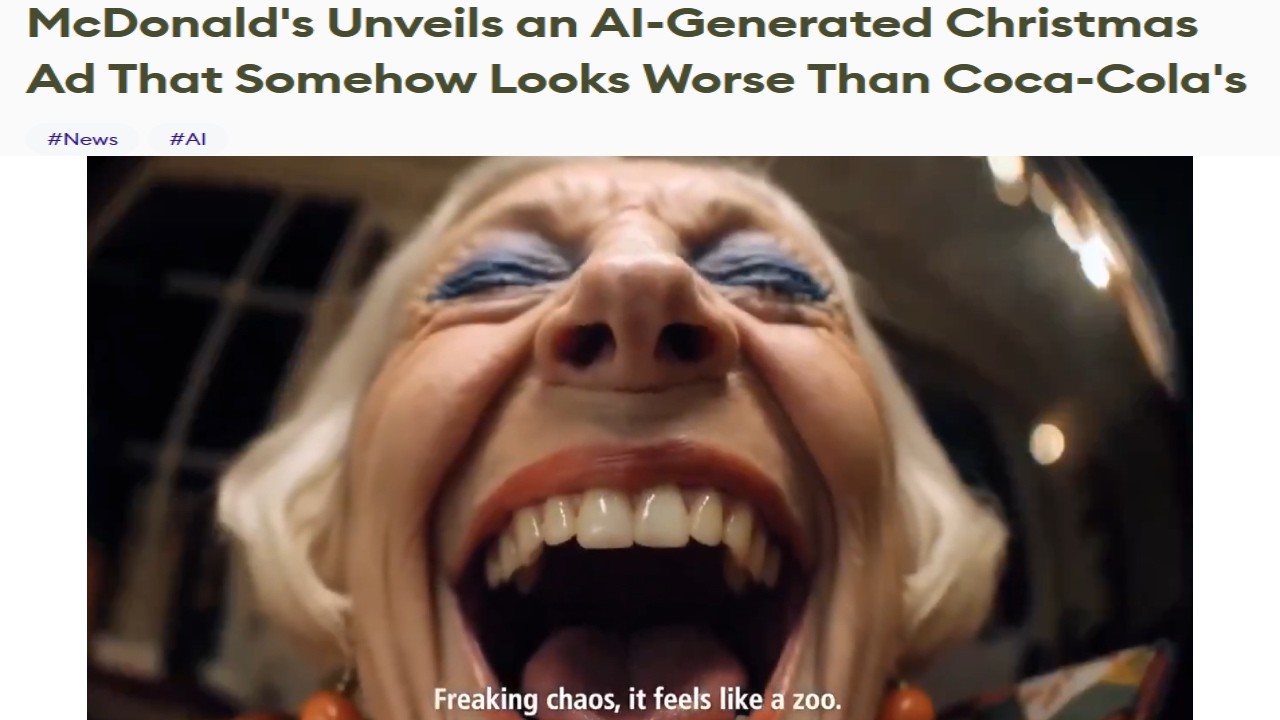 McDonald's horrible AI Christmas ad