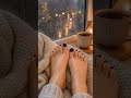 Rainy Window Plum Pedicure With Rain Streaks