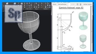 Autocad  Ejercicio paso a paso dibujar copa 3D en Autocad. Tutorial en español HD