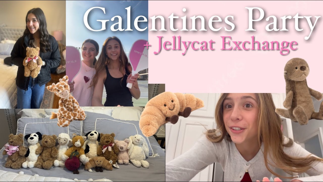 Galentines Party Vlog + Jellycat Exchange 🐰💖| *friends, *gift exchange, *pickleball|