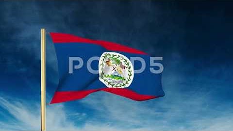 Belize Flag Slider Style. Waving In The Win With Cloud Background Animation