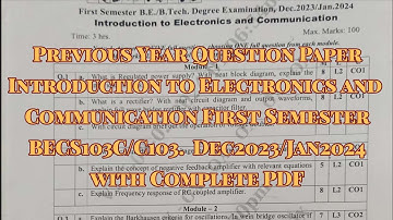 Introduction to Electronics and communication Paper Dec2023/Jan 2024, BESC103/203 for all streams