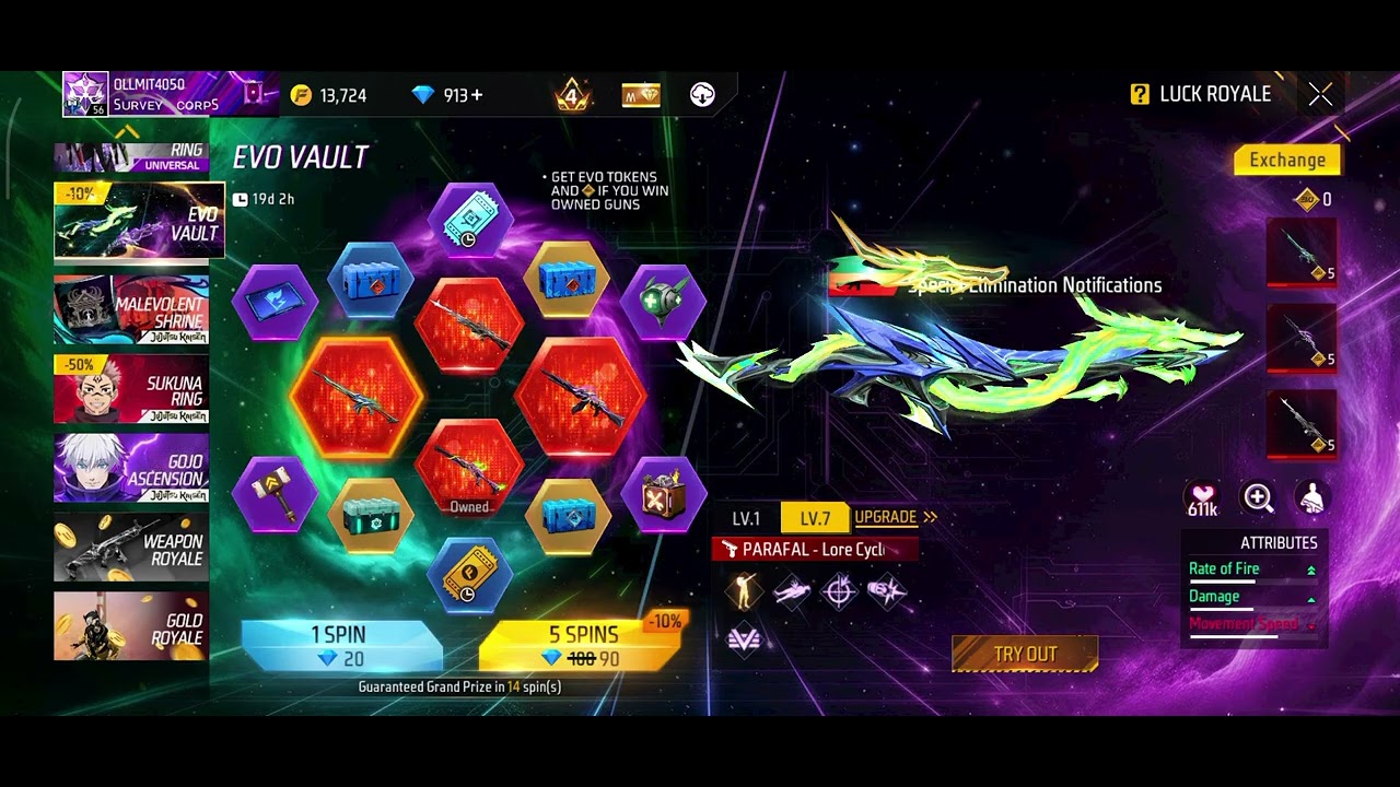 NEW EVO VAULT GUNS SPIN 