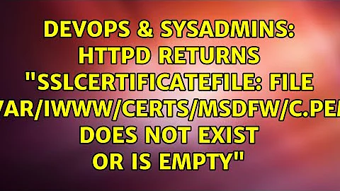 httpd returns "SSLCertificateFile: file '/var/iwww/certs/msdfw/c.pem' does not exist or is empty"