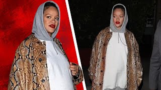 Pregnancy Glam Rihanna's Stunning Snakeskin Coat and Hoodie Dress