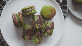 🍫초코나무숲🌳 마카롱 만들기 (녹차 초콜릿 마카롱) Matcha Chocolate Macaron | 베이킹 한세