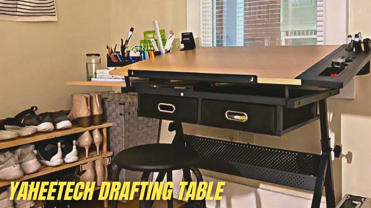 Yaheetech Drafting Table Review & User Manual Height Adjustable Drawing Desk for Home Office