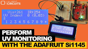 UV Sensor LCD Screen Connected to a Si1145 Board