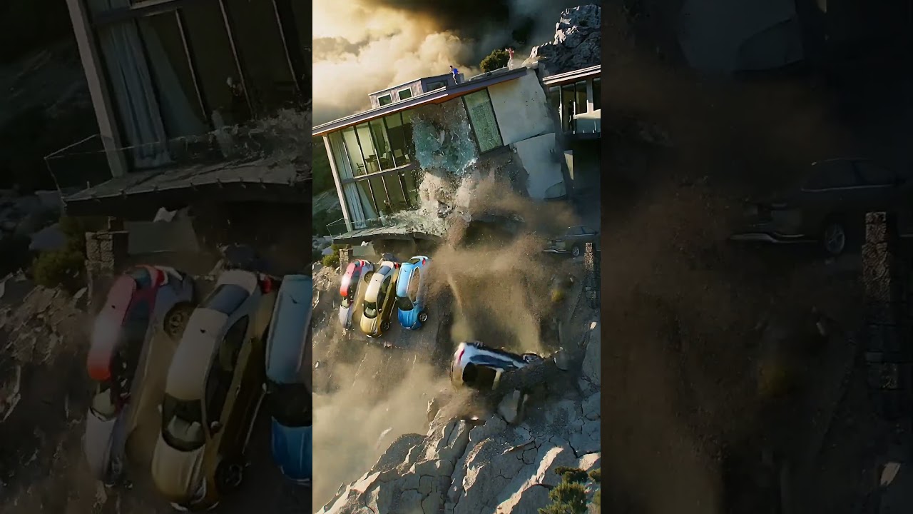 Luxury Hillside House DESTROYED in Sudden Landslide 4K Disaster