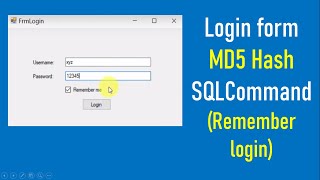 C# Windows Forms programming - Login Form using MD5 Hash algorithm