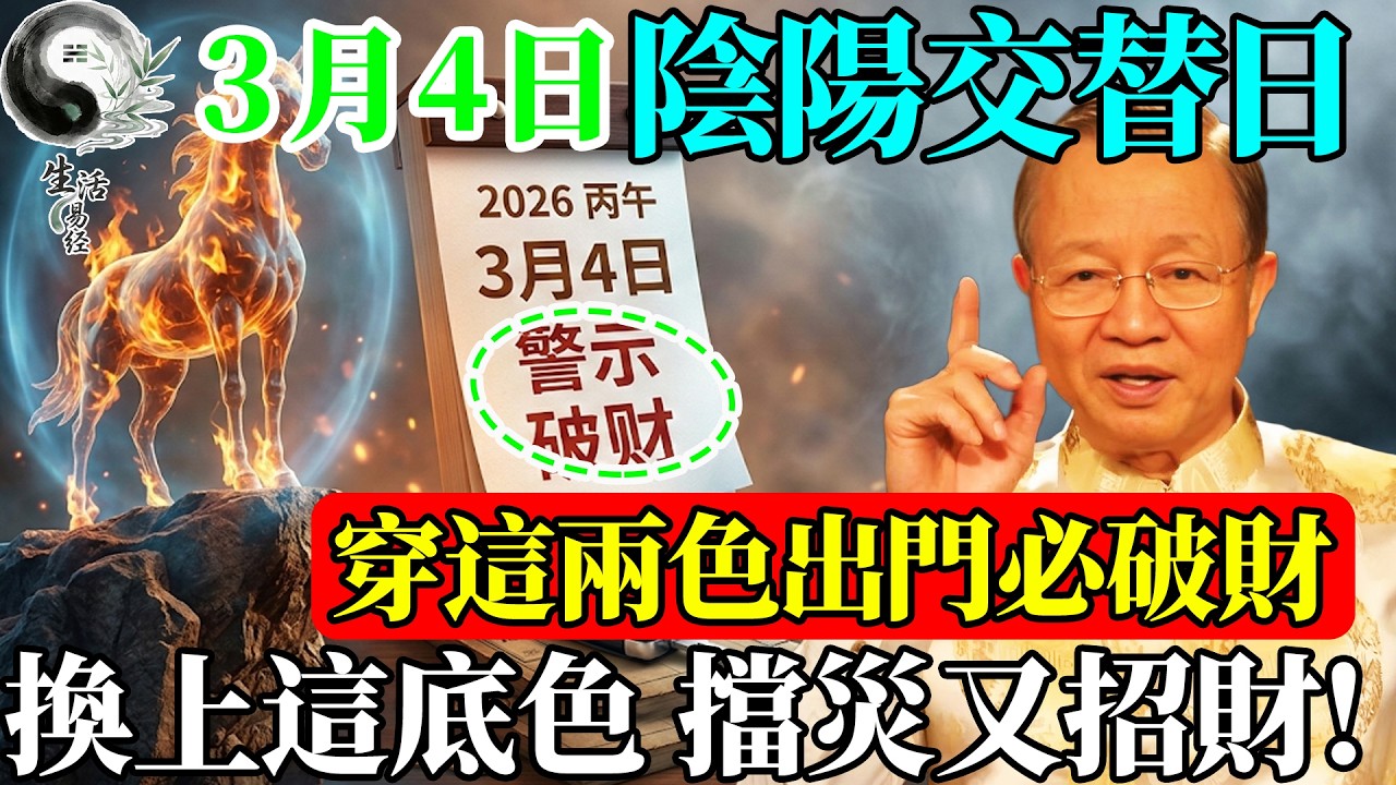 大凶預警！2026年3月4日出門千萬別穿這兩種顏色，穿錯了財庫立馬燒穿！#曾仕強 #易經智慧 #易經 #正能量 #風水 #國學 #國學智慧 #人生感悟 #人生哲理 #因果