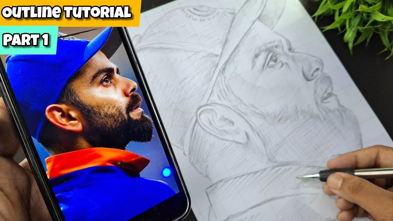 Virat Kohli Drawing || How To Draw Virat Kohli || Outline Tutorial ...