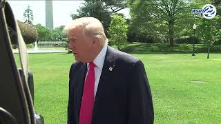 Trump speaks to reporters about Iran, Pope and gas prices before leaving for Las Vegas