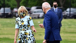 ADORABLE: Joe Biden stops to pick a dandelion for Jill Biden from White House lawn