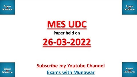 MES UDC Complete Solved Paper Held on 26-03-2022