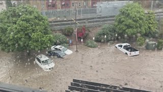 San Diego Winter Storm | Flood waters total cars after rain swept them away