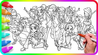 Coloring Pages EQUESTRIA GIRLS - Dancing / How to color My Little Pony. Easy Drawing Tutorial Art