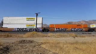 Double stack/ piggy back BNSF going through Tehachapi