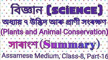 বিজ্ঞান অধ্যায় ৭ উদ্ভিদ আৰু প্ৰাণী সংৰক্ষণ অষ্টম শ্ৰেণী |সাৰাংশ|Summary |Class 8 Science Chapter-7|
