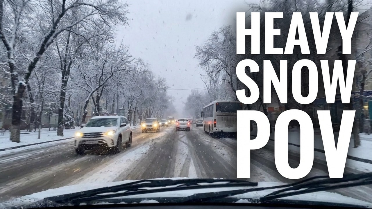 Heavy Snow Driving POV | Real Time Winter Street Drive During Snowstorm
