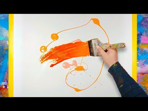 ABSTRACT ART PAINTING Demo With Acrylic Paint and Masking tape