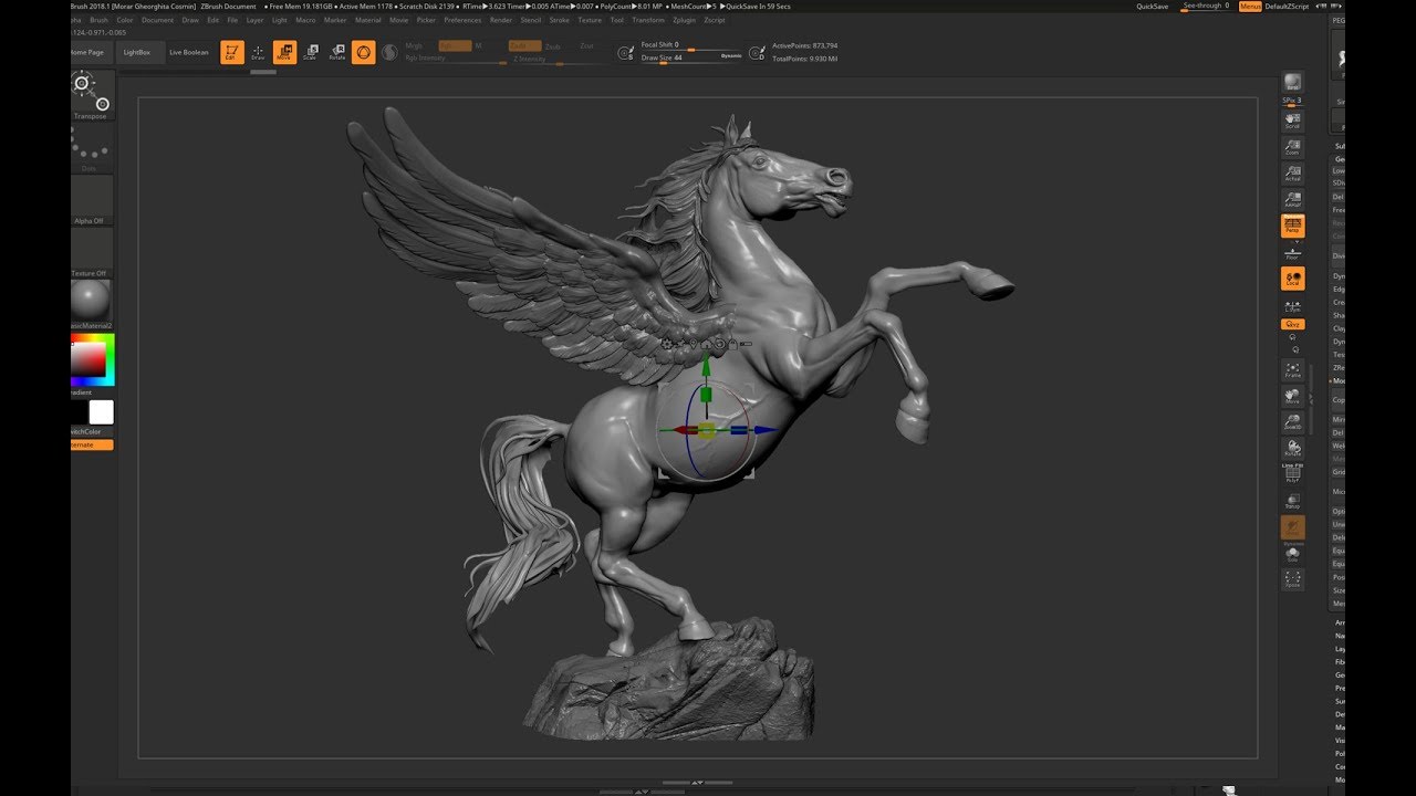 how to flatten a model into a relif zbrush