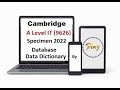 A LEVEL IT 9626 Specimen 2022 Paper 4 - Data dictionary