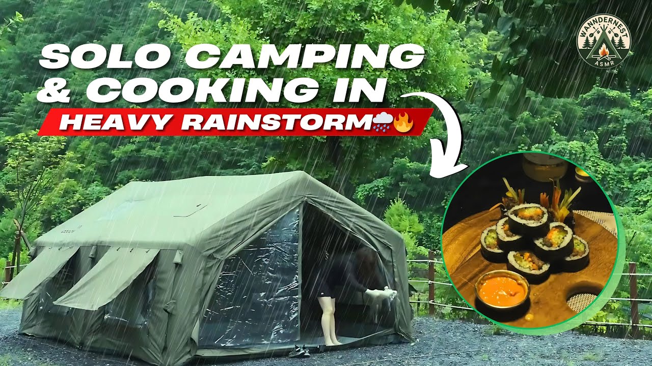 Solo Camping & Cooking in a Heavy Rainstorm 🌧️🔥 | Real ASMR Experience | WanderNest