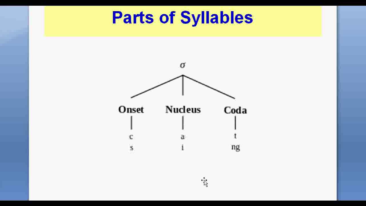 Lesson 5 Syllables onset, rime, nucleus, coda