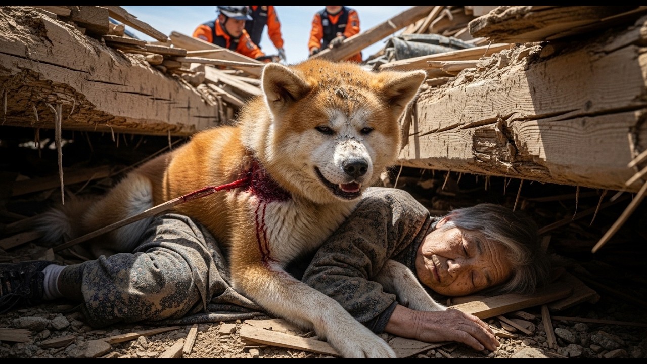 地震で倒壊した家から聞こえる鳴き声―救助された秋田犬が守っていたものに一同驚愕