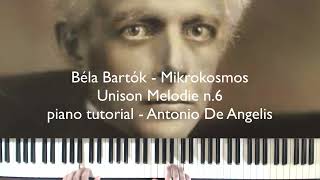 Béla Bartók - Mikrokosmos vol.1 - Unison Melodies n. 6 - piano tutorial by Antonio De Angelis