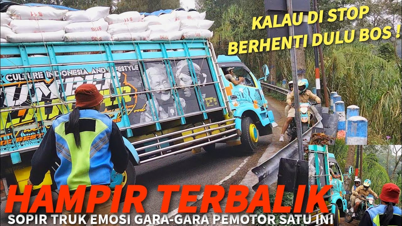 HAMPIR TERBALIK ! SOPIR TRUK EMOSI GARA-GARA PEMOTOR TRAIL || TANJAKAN SIKUT BROMO