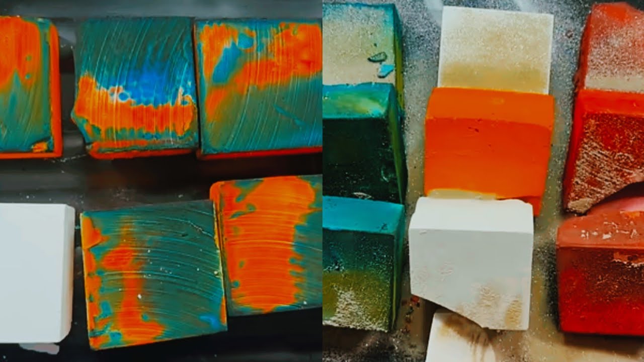 extremely colorful dyed gym chalk crumbling asmr | most relaxing video ...