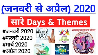 Days and themes 2020 | दिवस और उनकी थीम 2020| current gk