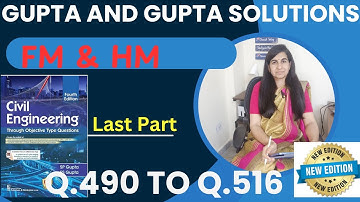 Gupta and Gupta Fluid Mechanics  and Hydraulic Machine  Solutions Q.490 to Q.516 #stateaeje