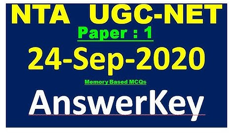 ugc net answer key 24/9/20 | UGC NET 24 September 2020 exam answerkey | Answerkey UGC NET Sept 2020