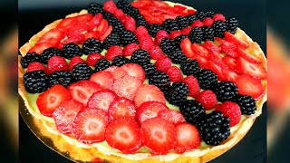 Tarte fruit rouge crème pâtissière pistache pistachio red fruit tart  تارت الفستق والفواكه الحمراء