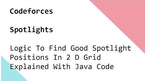 Codeforces - Spotlights -Logic To Find Good Spotlight Positions In 2 D Grid Explained With Java Code