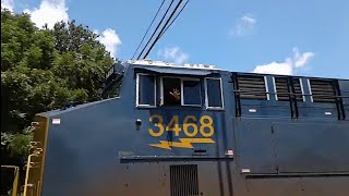 Friendly Crew Waving On CSX Q031 Intermodal Train
