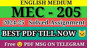 MEC 205 SOLVED ASSIGNMENT 2024-25 || mec205 solved assignment 2025 in English || ignoumec205