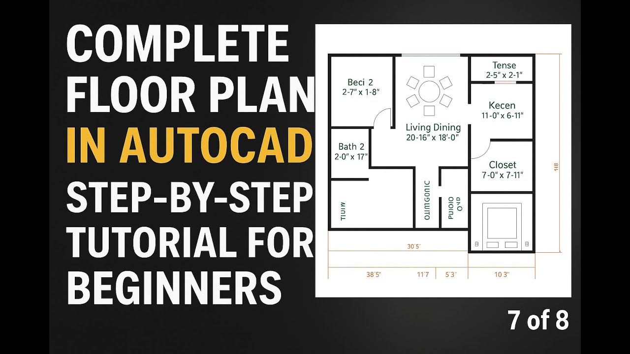 Complete Floor Plan in AutoCAD । Step by Step Tutorial for Beginners 7 ...