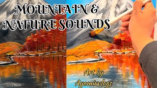 🔴සන්සුන් සෙබාදහමේ ශබ්ද සමග සිතුවමක්/Relaxng landscape painting with Nature sounds 🌳🎨