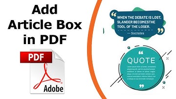 How to add article box in pdf using adobe acrobat pro dc